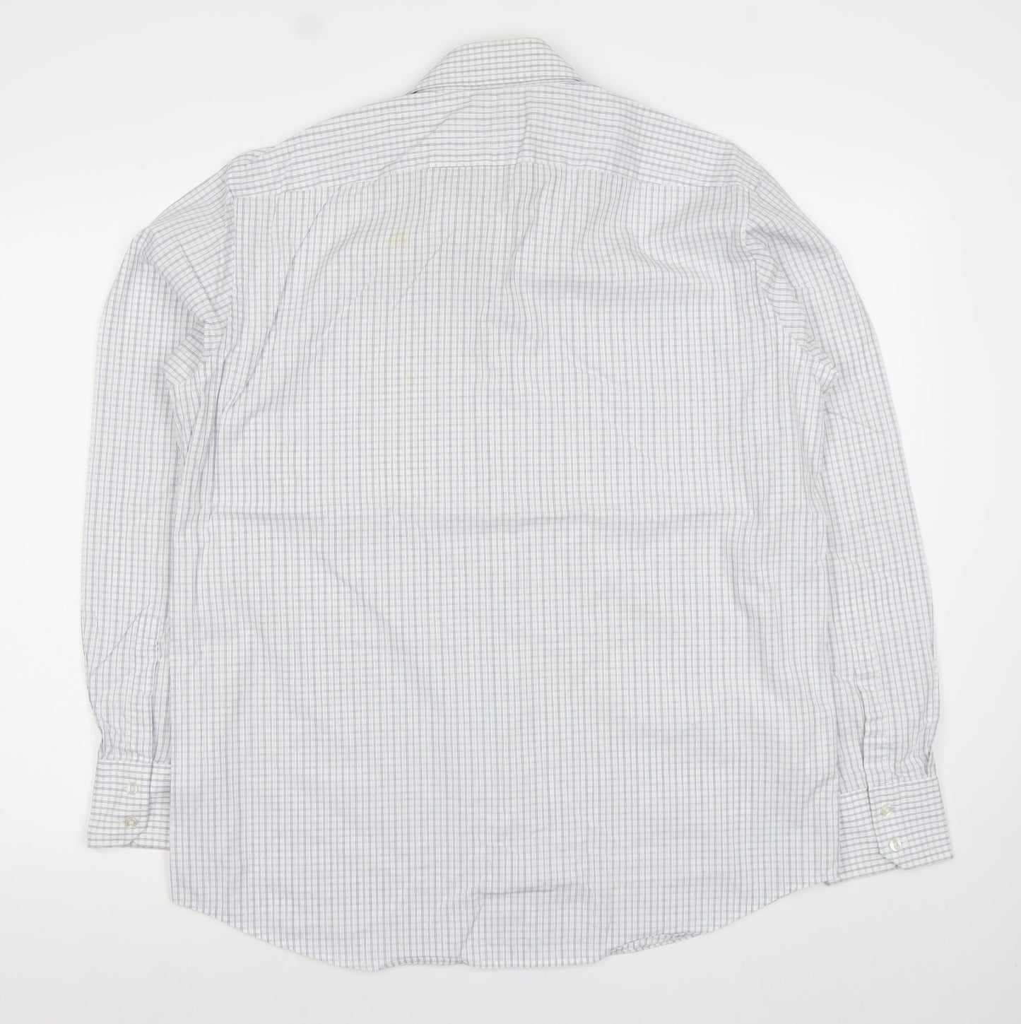 Hugo Boss Men's White Check Long Sleeve Cotton Button-Up Shirt 17/43