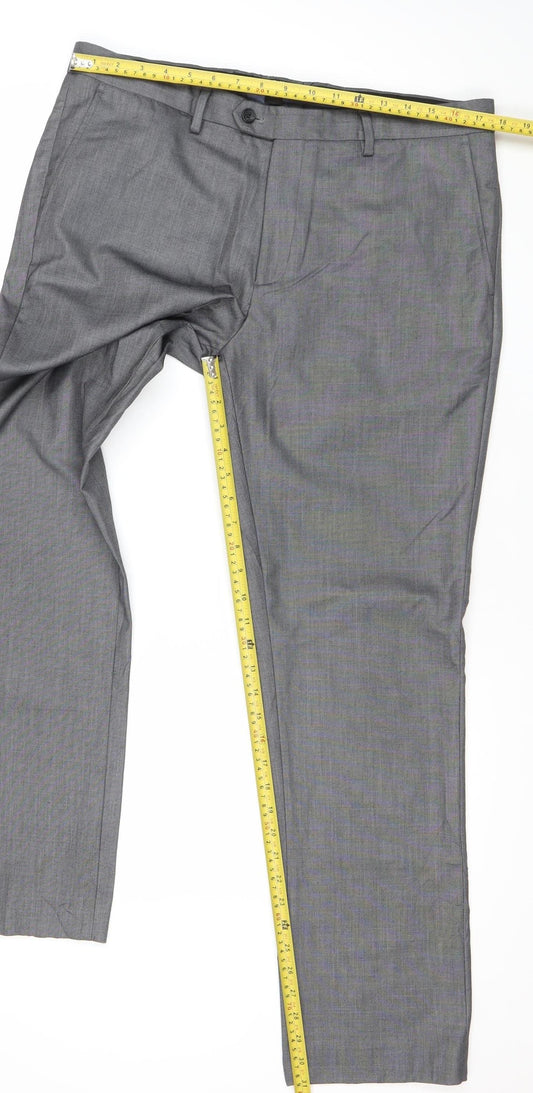 Cedar Wood State Men's Grey 36R Regular Fit Dress Trousers