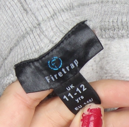 Firetrap Boys Grey Jogger Trousers 11-12 Years Cotton Blend Activewear