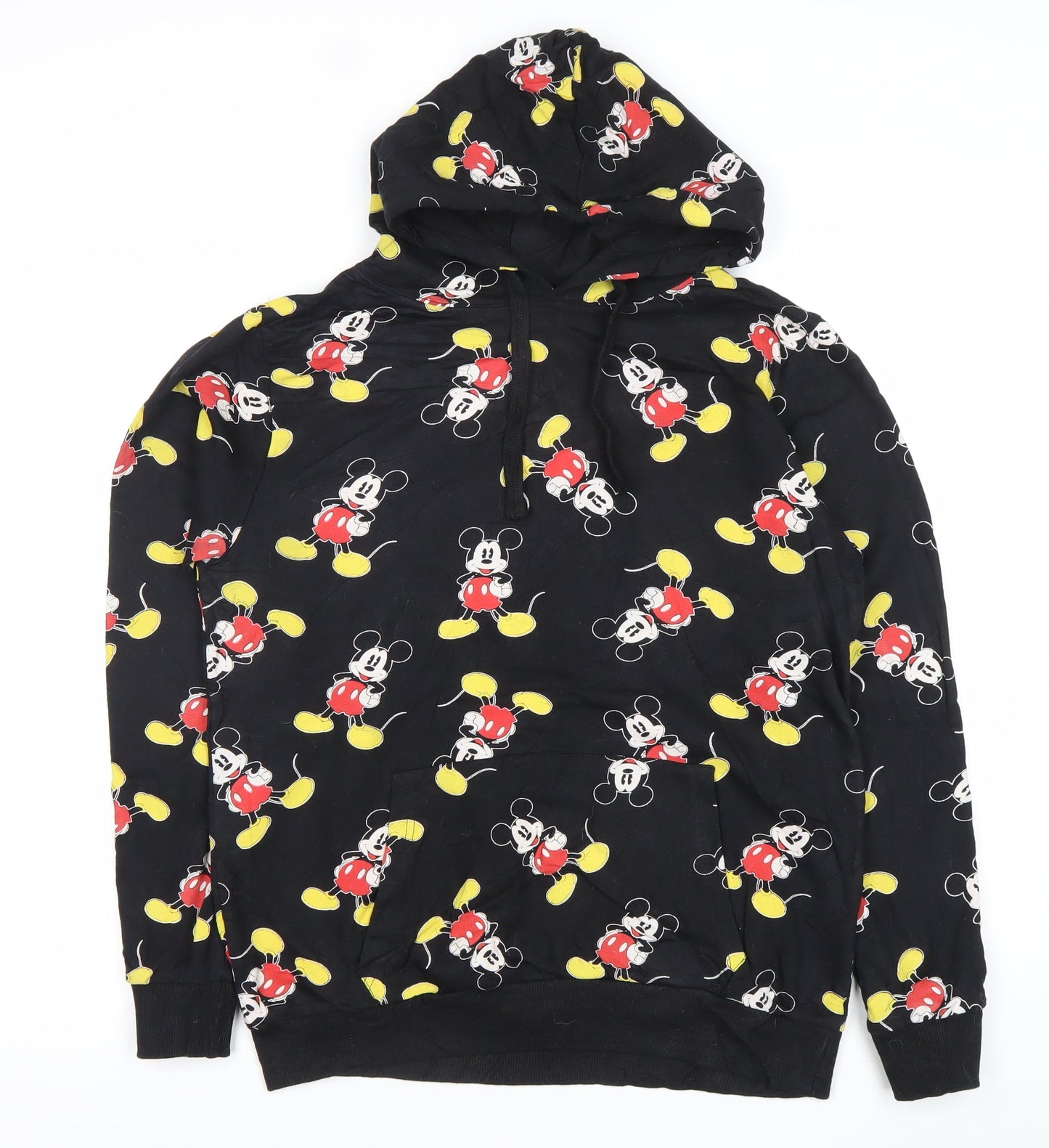 Disney Womens Black Mickey Mouse Pullover Hoodie Size 12 Cotton
