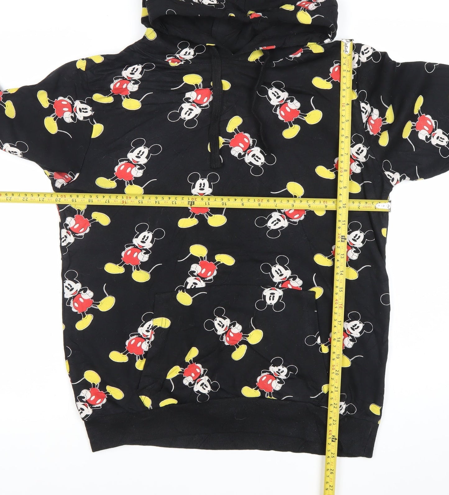 Disney Womens Black Mickey Mouse Pullover Hoodie Size 12 Cotton