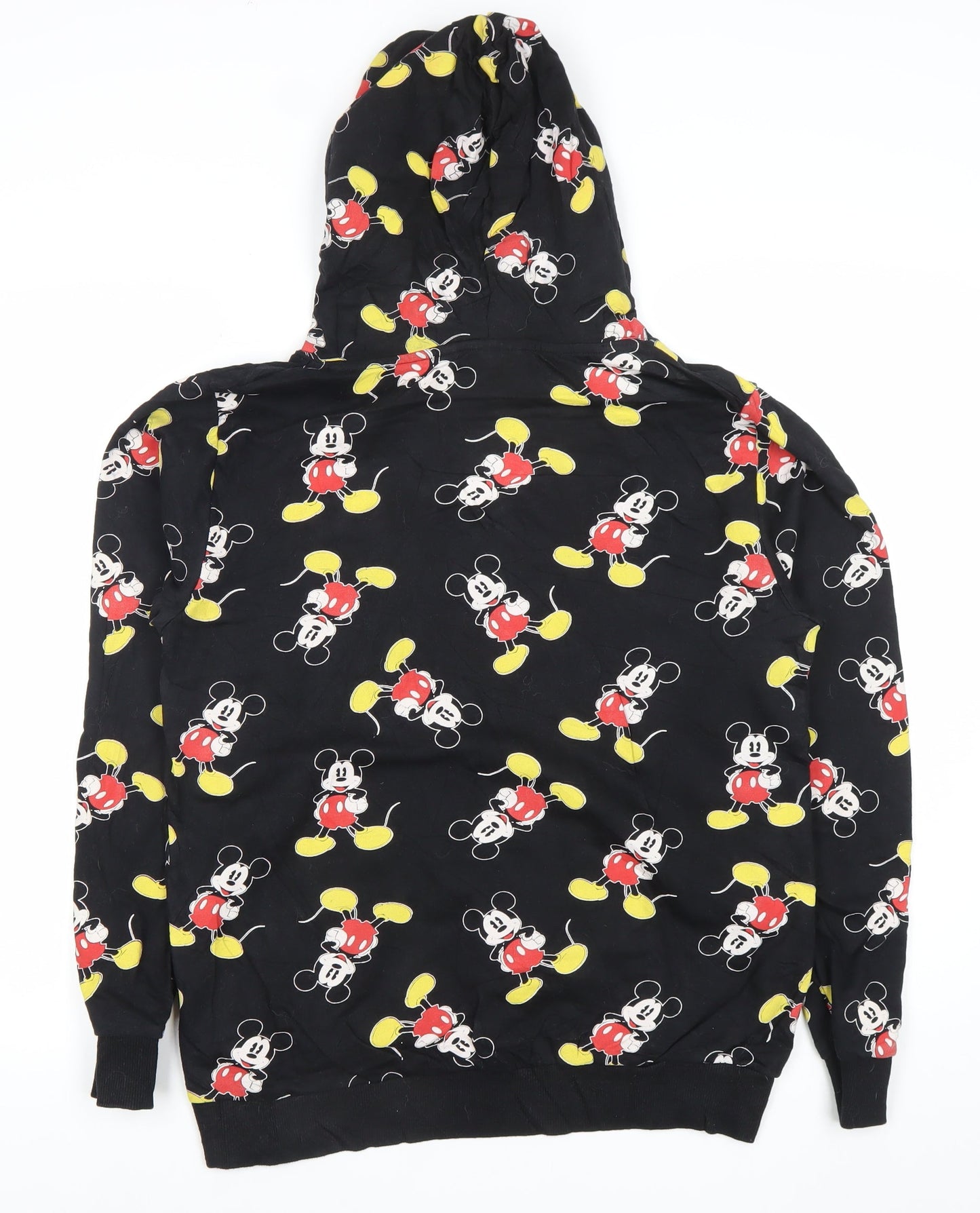 Disney Womens Black Mickey Mouse Pullover Hoodie Size 12 Cotton