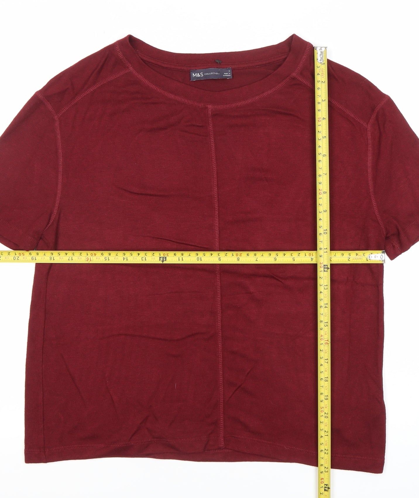 Marks and Spencer Womens Red Basic Short Sleeve T-Shirt S
