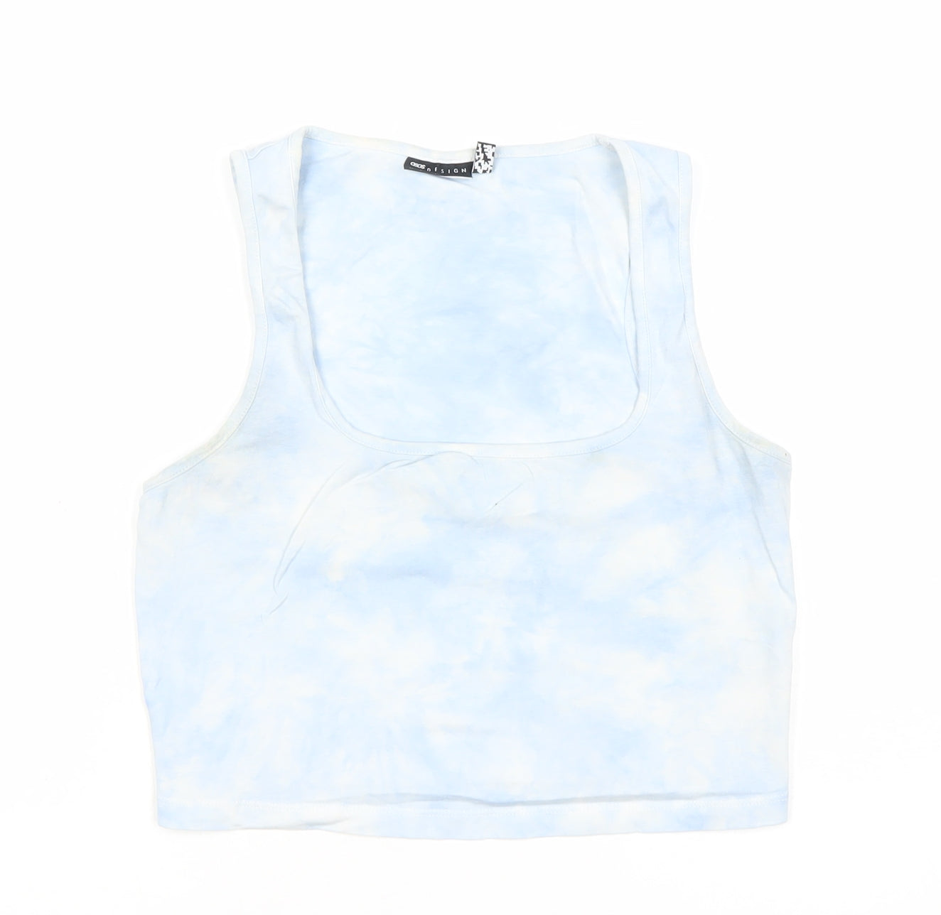 ASOS Women’s Blue Tie Dye Cropped Tank Top Size 12 Cotton Stretch