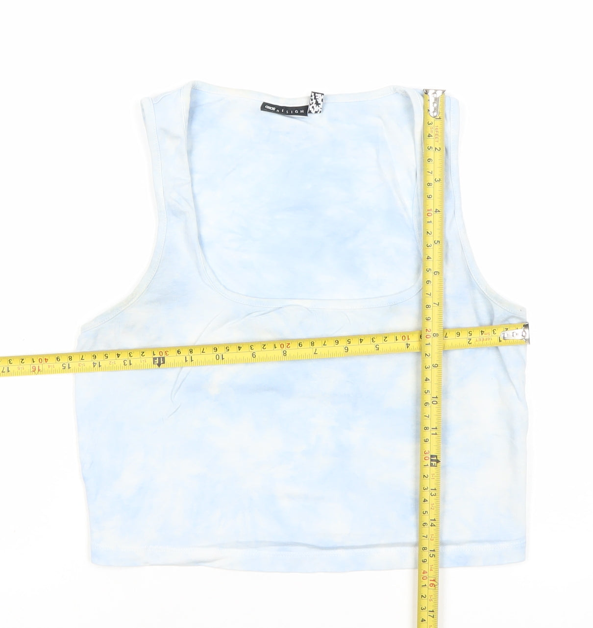 ASOS Women’s Blue Tie Dye Cropped Tank Top Size 12 Cotton Stretch