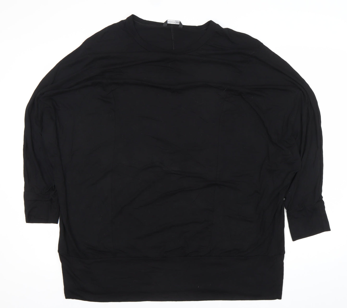Roman Womens Black Relaxed Fit 3/4 Sleeve Jersey Top XL