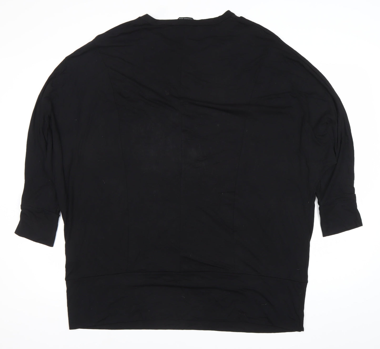 Roman Womens Black Relaxed Fit 3/4 Sleeve Jersey Top XL