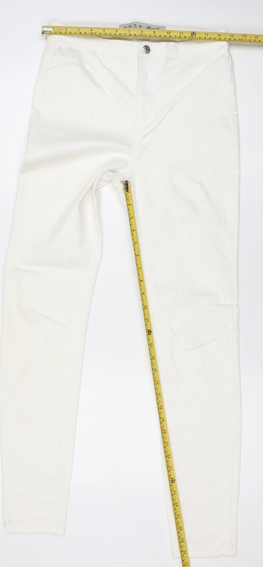 Denim Co Women White Skinny Slim Jeans Size 14 Stretch Cotton
