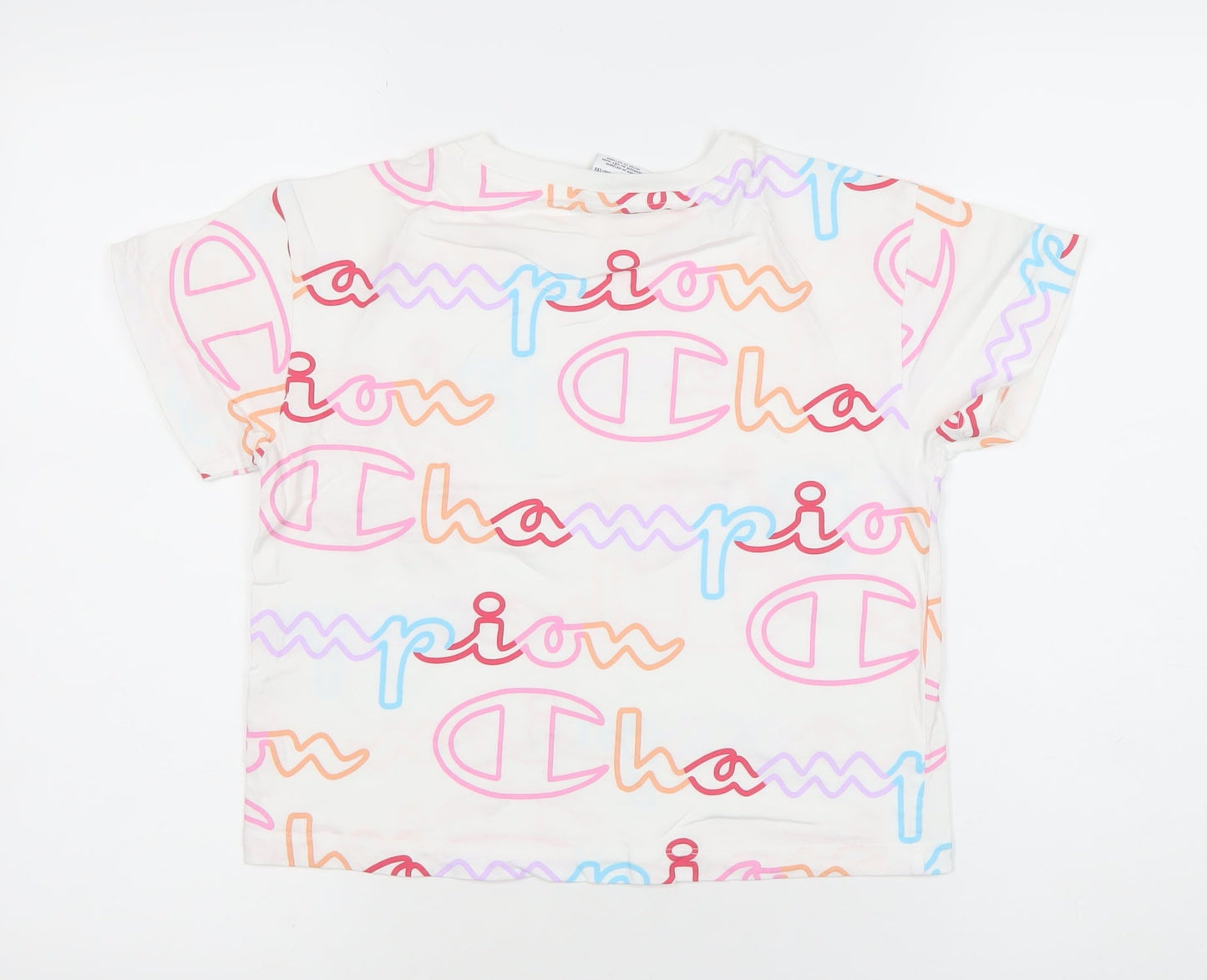 Champion Girls White Graphic Logo T-Shirt Size 12 Years Cotton