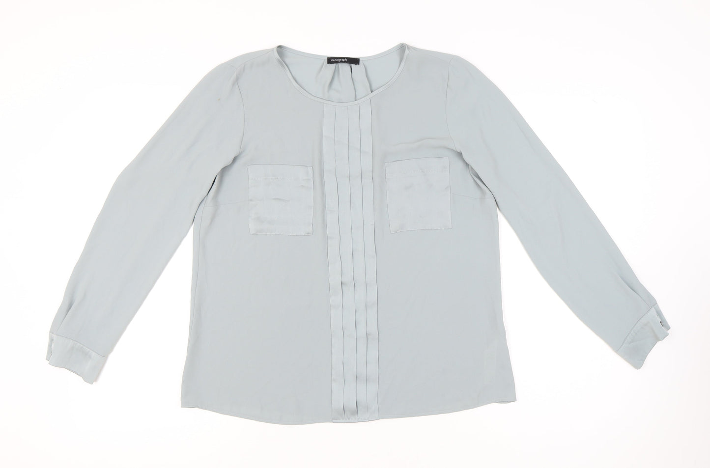 Marks and Spencer Autograph Womens Silver Blouse UK 12 Long Sleeve Workwear