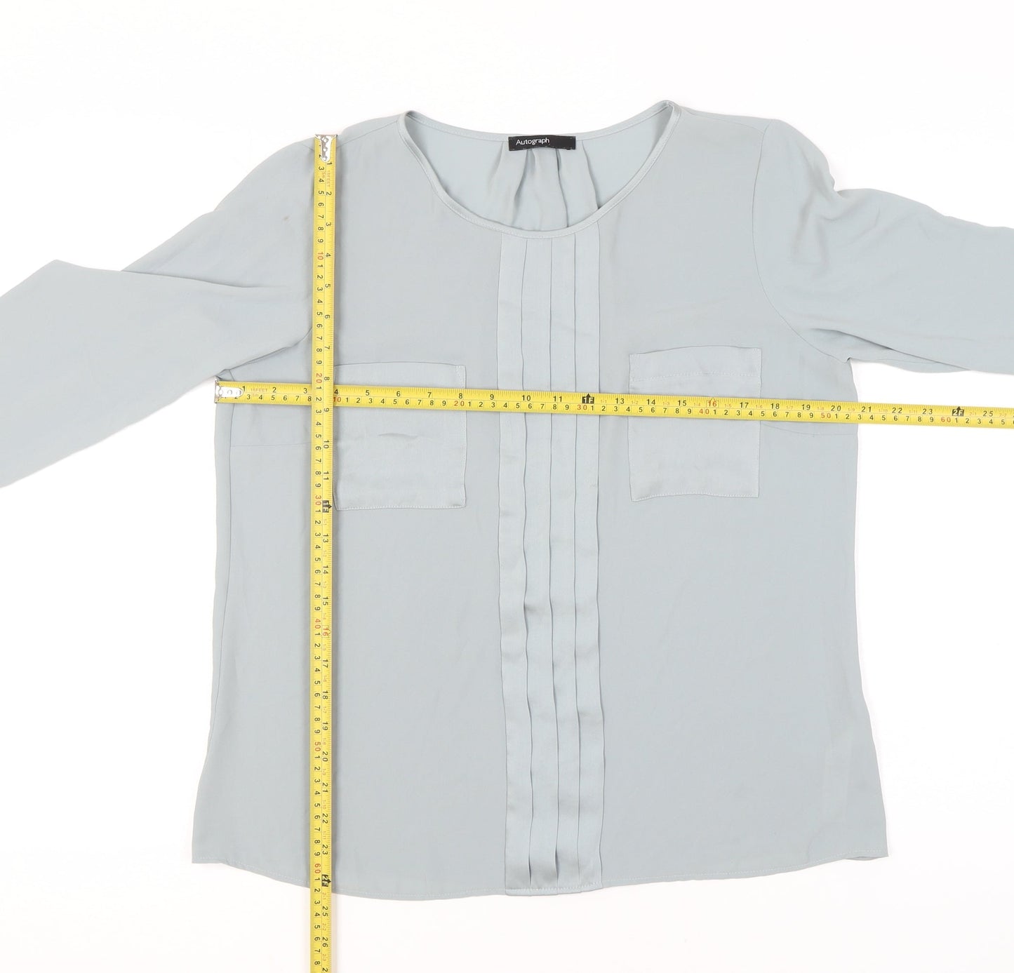 Marks and Spencer Autograph Womens Silver Blouse UK 12 Long Sleeve Workwear