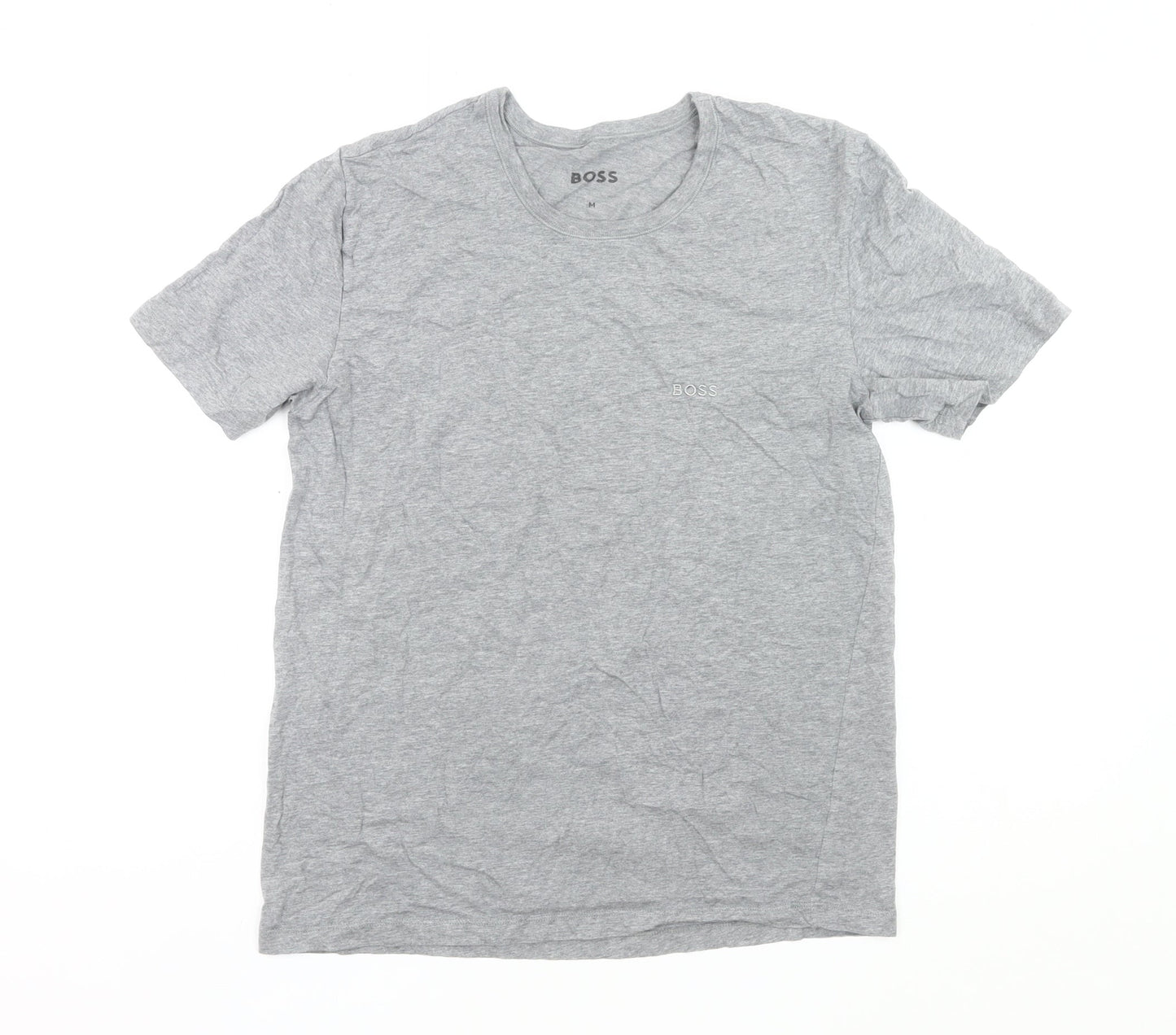BOSS Mens Grey Cotton Crew Neck Short Sleeve T-Shirt M