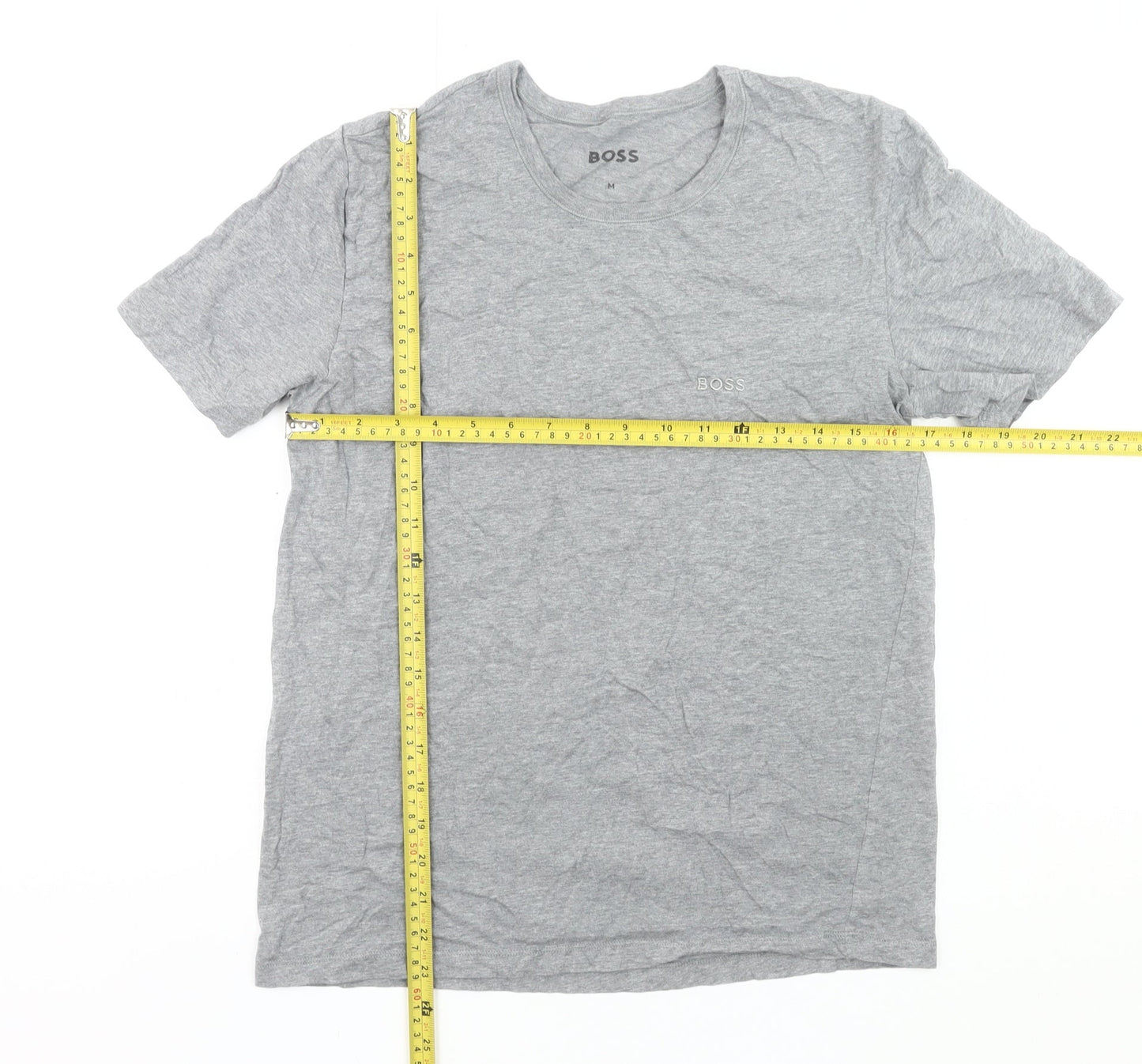 BOSS Mens Grey Cotton Crew Neck Short Sleeve T-Shirt M