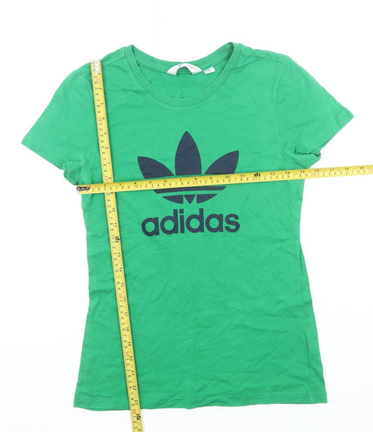 Adidas Womens Green Cotton T-Shirt Size 10 Casual Sportswear