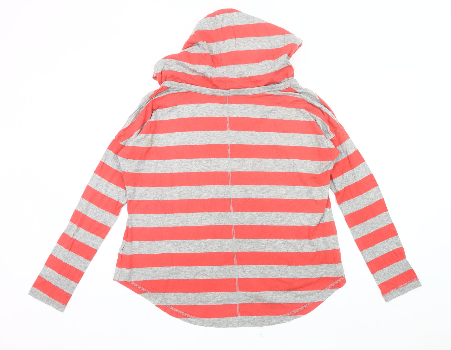 Nike Womens Grey Orange Striped Pullover Hoodie M Raglan Sleeve