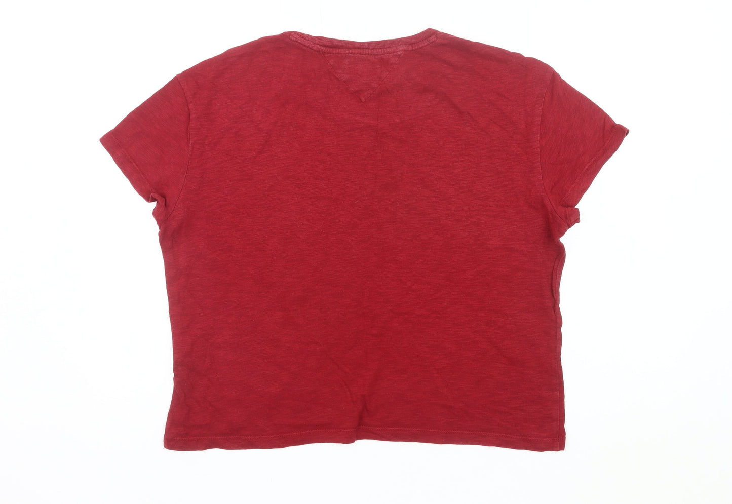 Tommy Jeans Women Red Cropped T-Shirt M Casual Logo Cotton