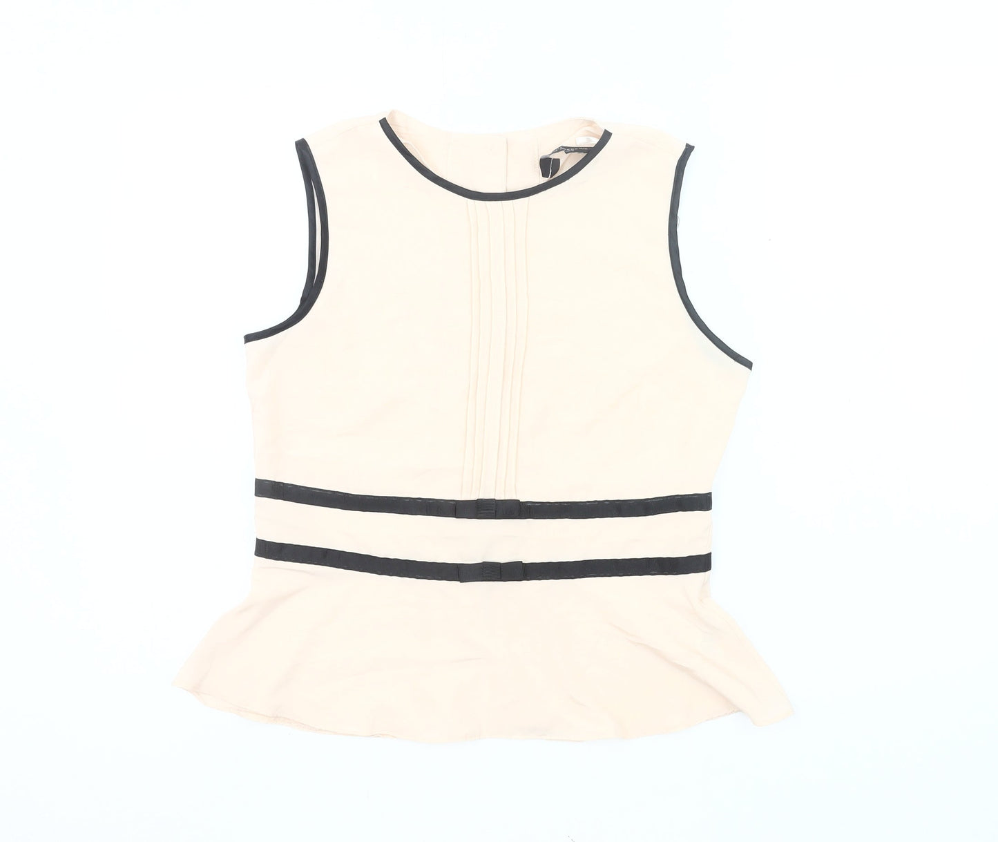 Dorothy Perkins Women’s Beige Sleeveless Blouse UK 12 Polyester
