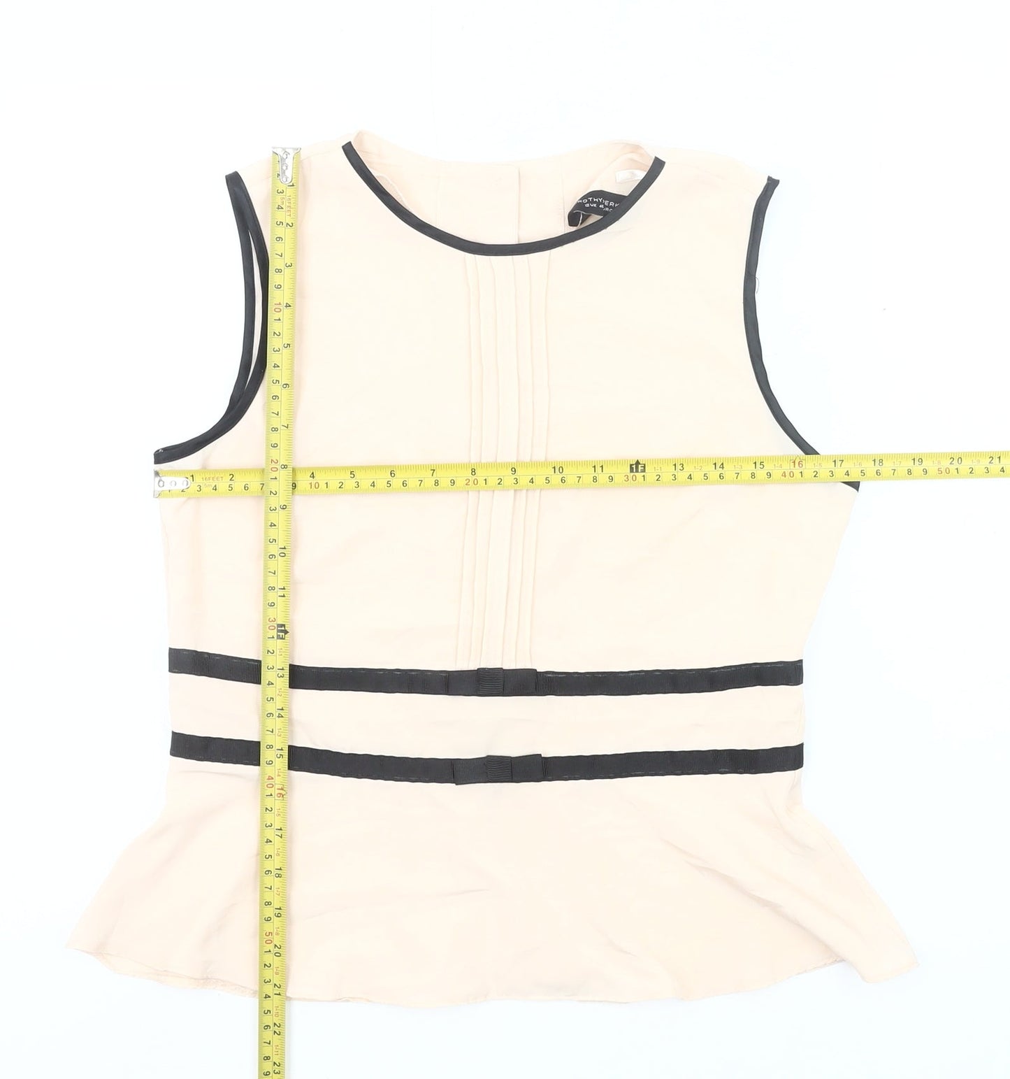 Dorothy Perkins Women’s Beige Sleeveless Blouse UK 12 Polyester