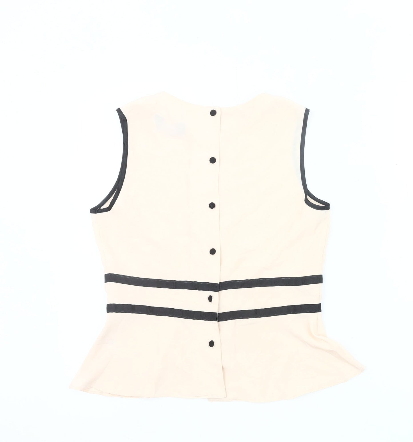 Dorothy Perkins Women’s Beige Sleeveless Blouse UK 12 Polyester