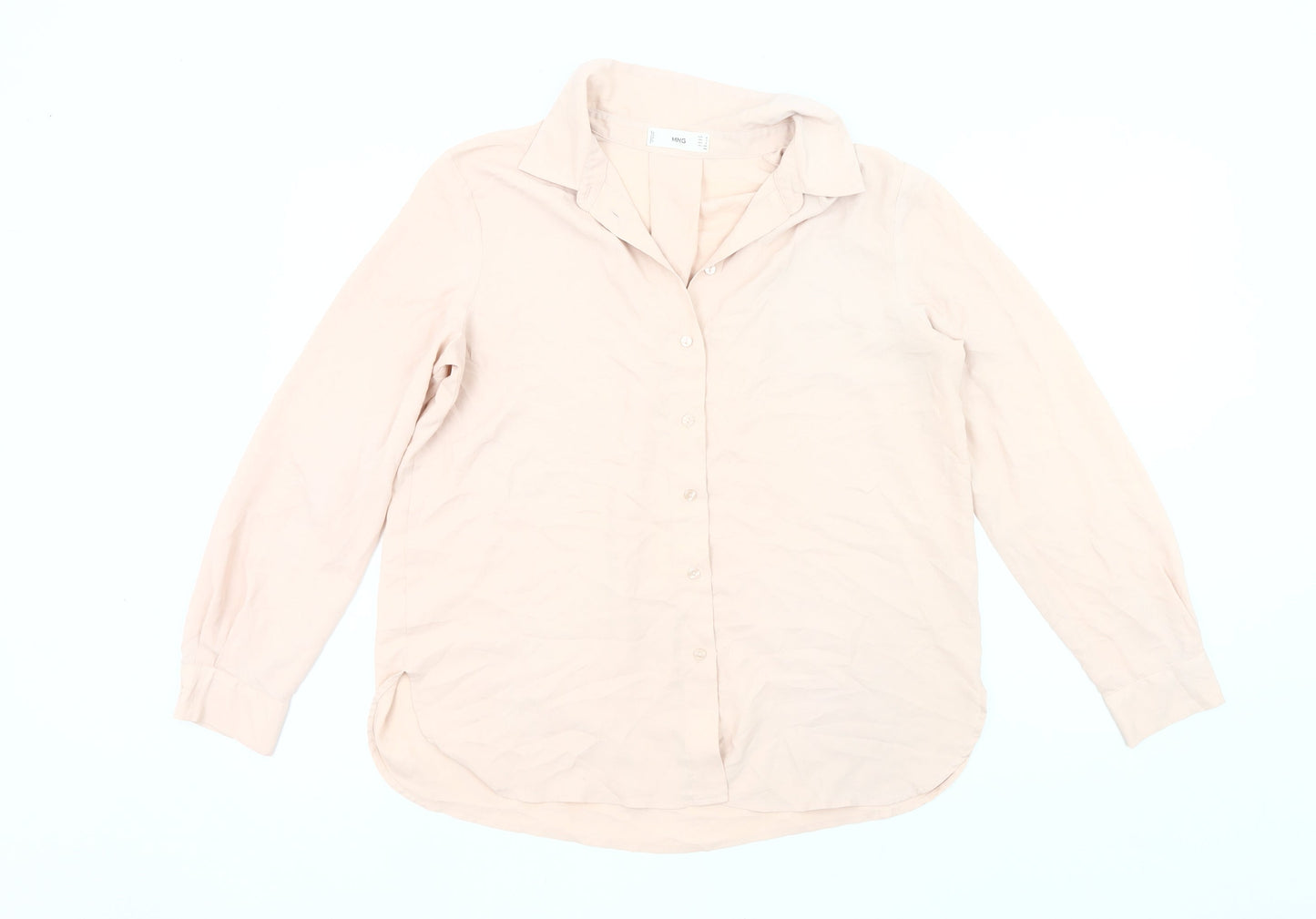 Mango Women’s Beige Button-Up Blouse Size 10 Long Sleeve