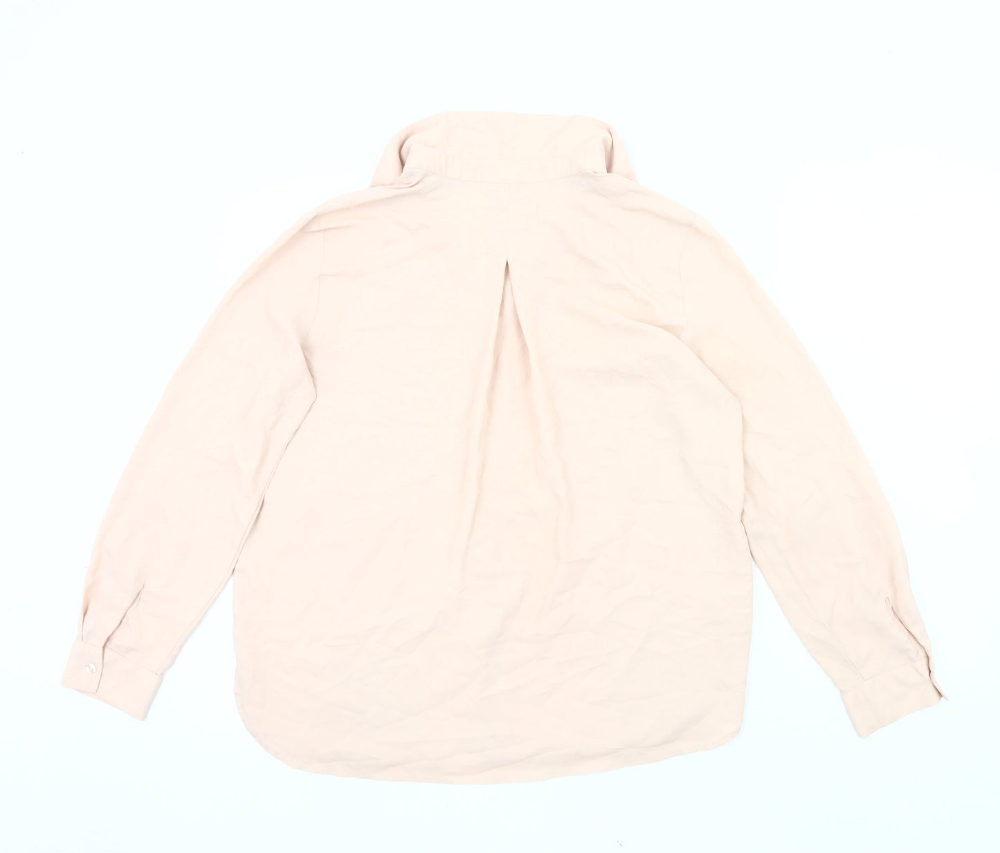 Mango Women’s Beige Button-Up Blouse Size 10 Long Sleeve