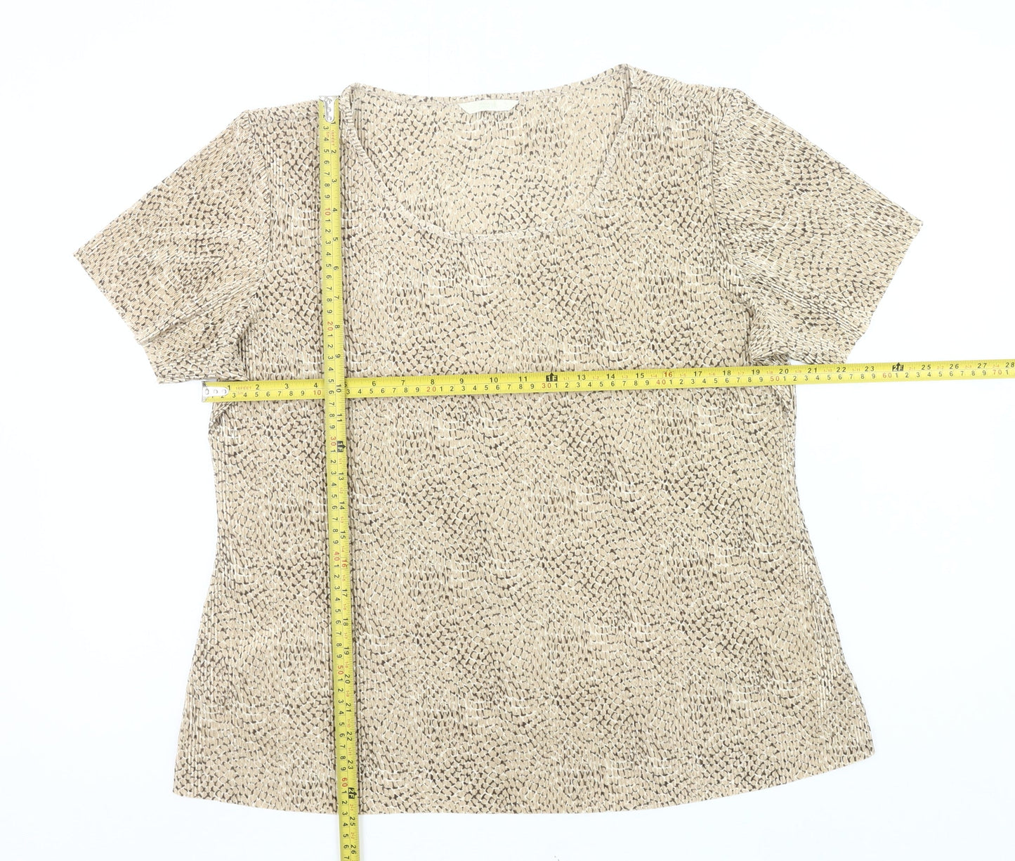 Marks and Spencer Womens Beige Geometric T-Shirt Size 18