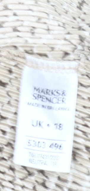 Marks and Spencer Womens Beige Geometric T-Shirt Size 18