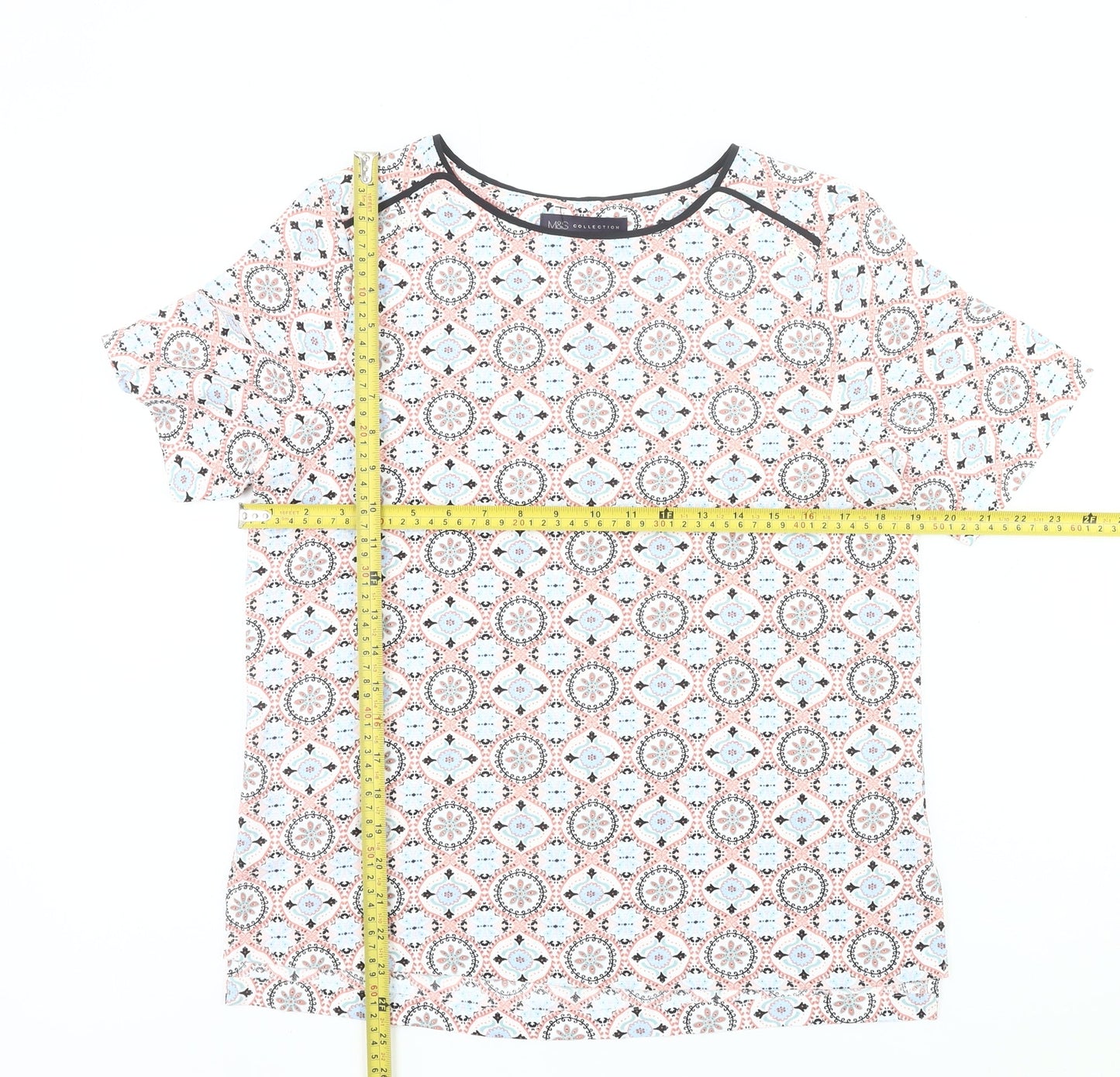 Marks and Spencer Womens Multicoloured Size 12 Geometric T-Shirt
