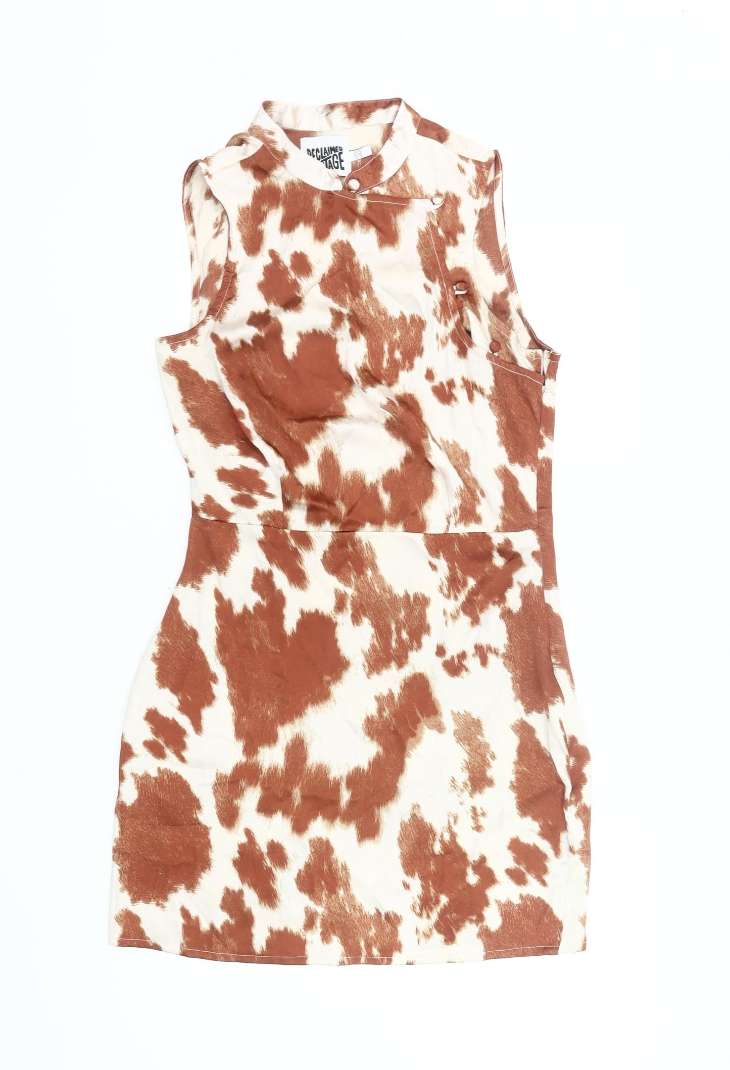 Reclaimed Vintage Women Brown Animal Print Bodycon Mini Dress UK 10