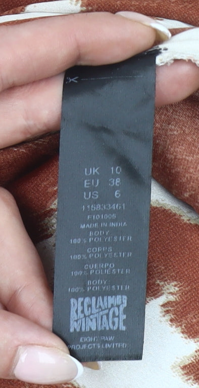 Reclaimed Vintage Women Brown Animal Print Bodycon Mini Dress UK 10