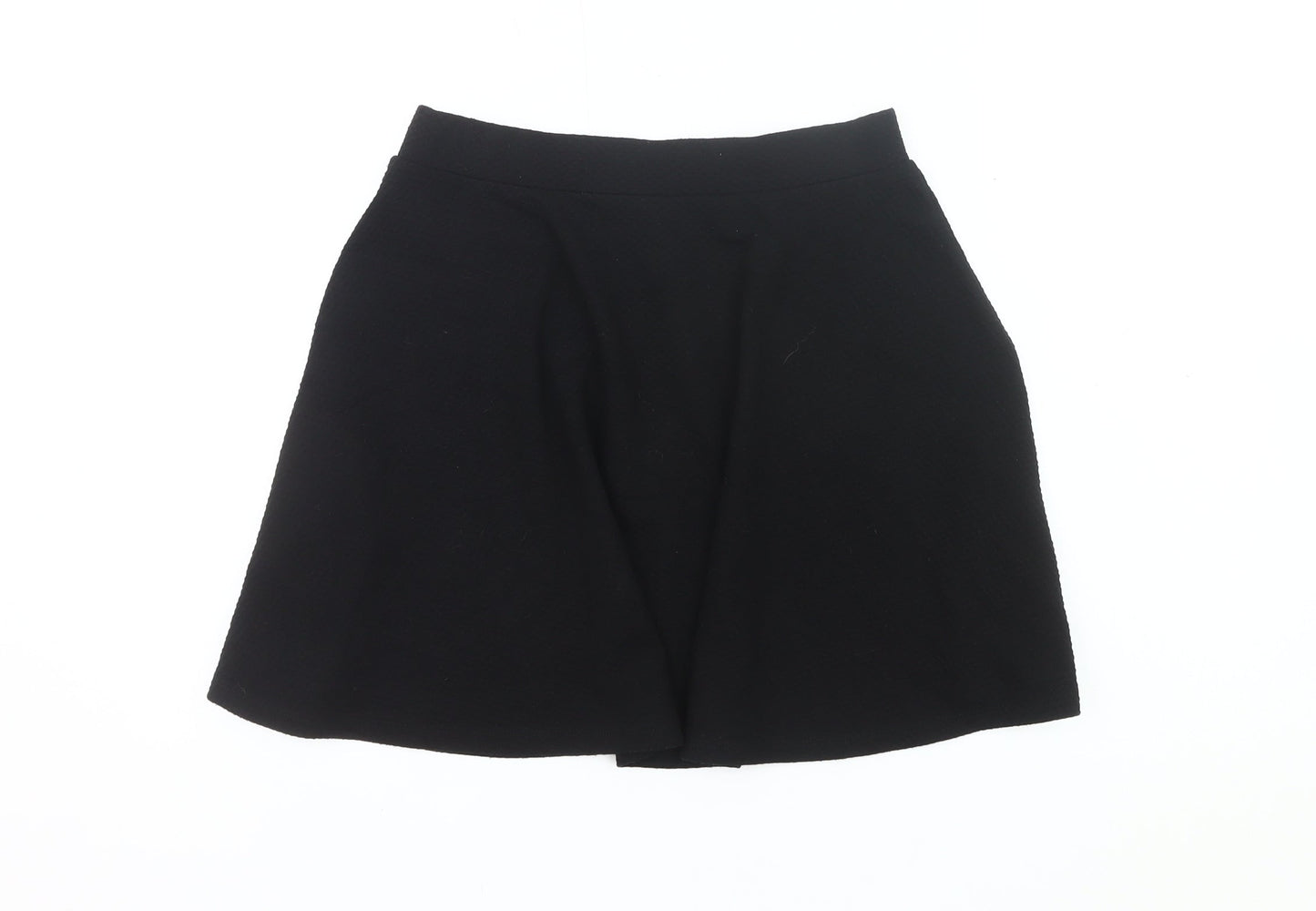 Superdry Womens Black A-Line Jersey Skirt Size 10 Casual Stretch