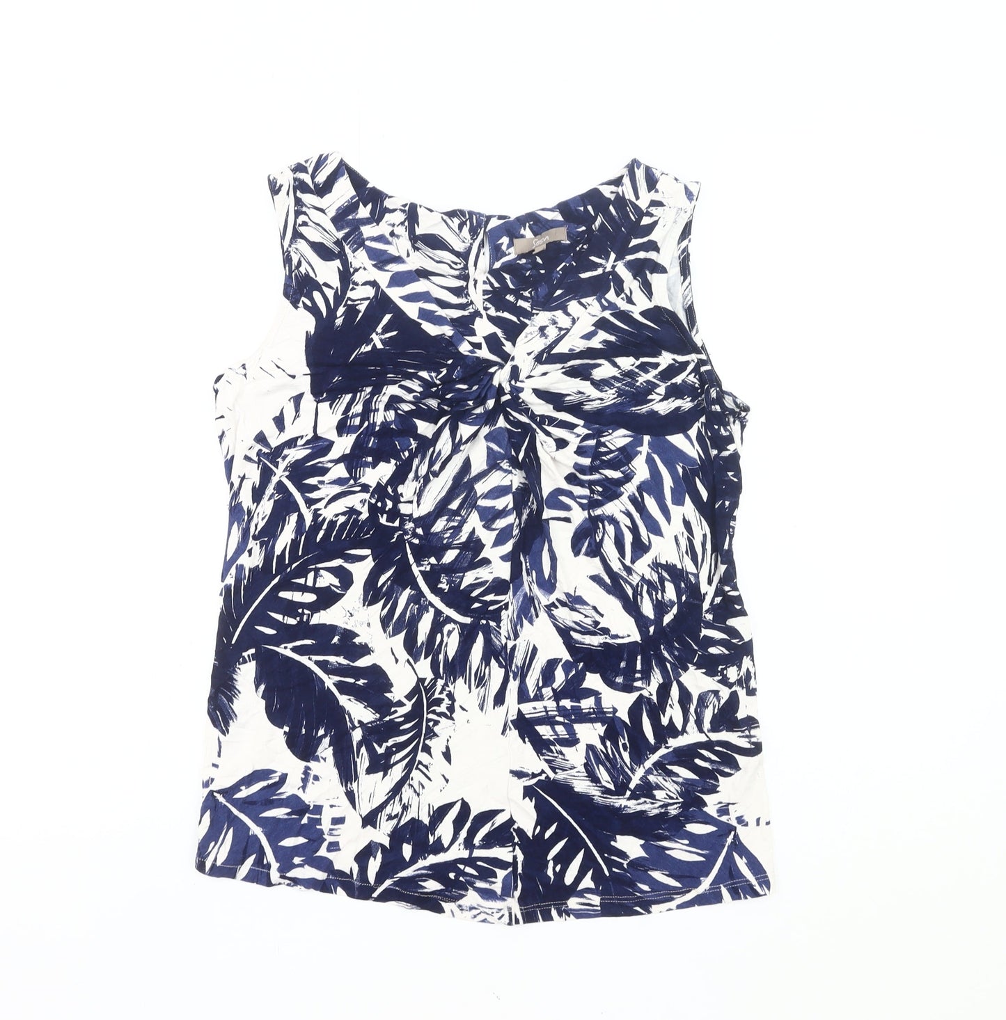 Soon Womens Blue Floral Blouse Size 14 Sleeveless Summer Top