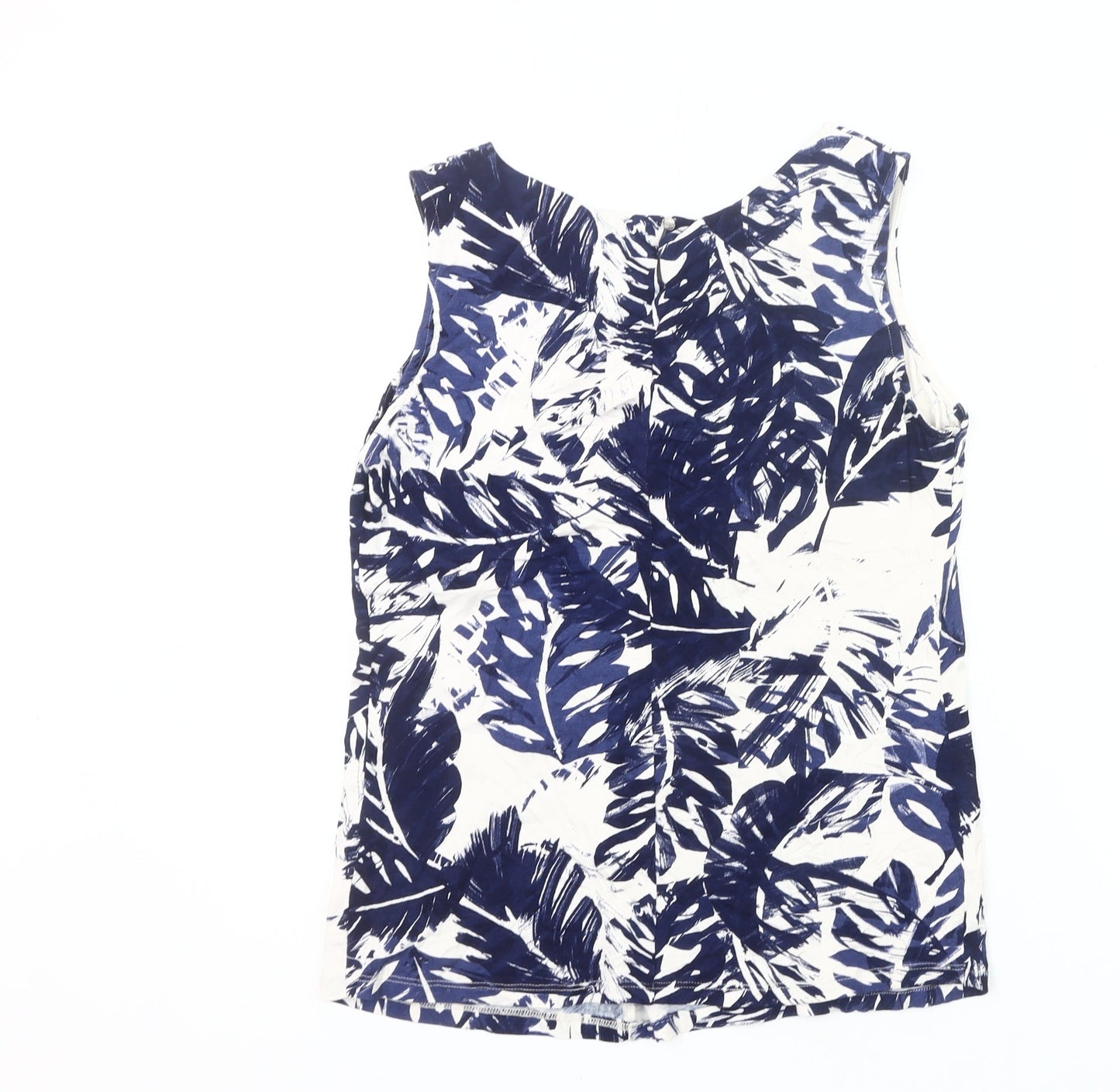 Soon Womens Blue Floral Blouse Size 14 Sleeveless Summer Top
