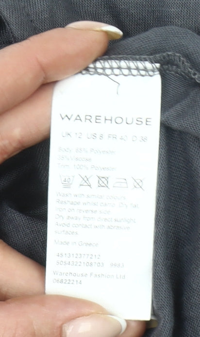 Warehouse Women’s Grey Kimono Style Blouse UK 12 Relaxed Fit