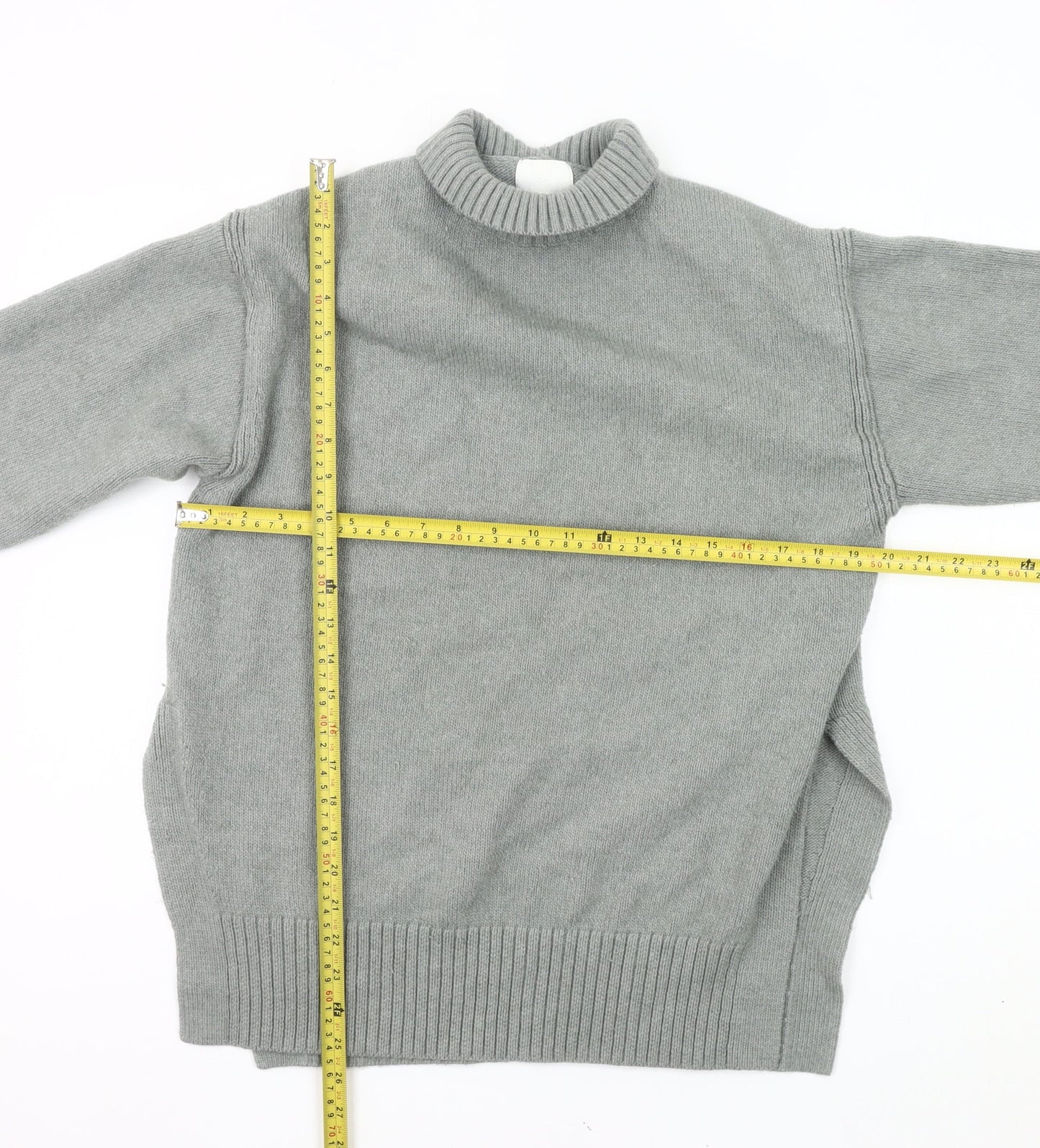 H&M Women’s Grey Mock Neck Pullover Jumper Size S Wool Blend