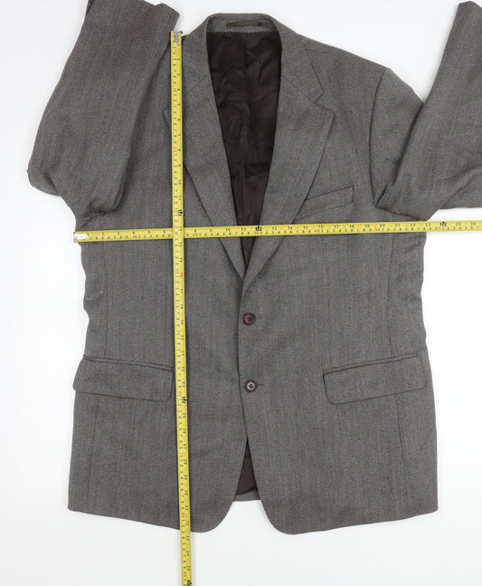 Magee Men's Grey Wool Herringbone Blazer Jacket 44R Classic Fit