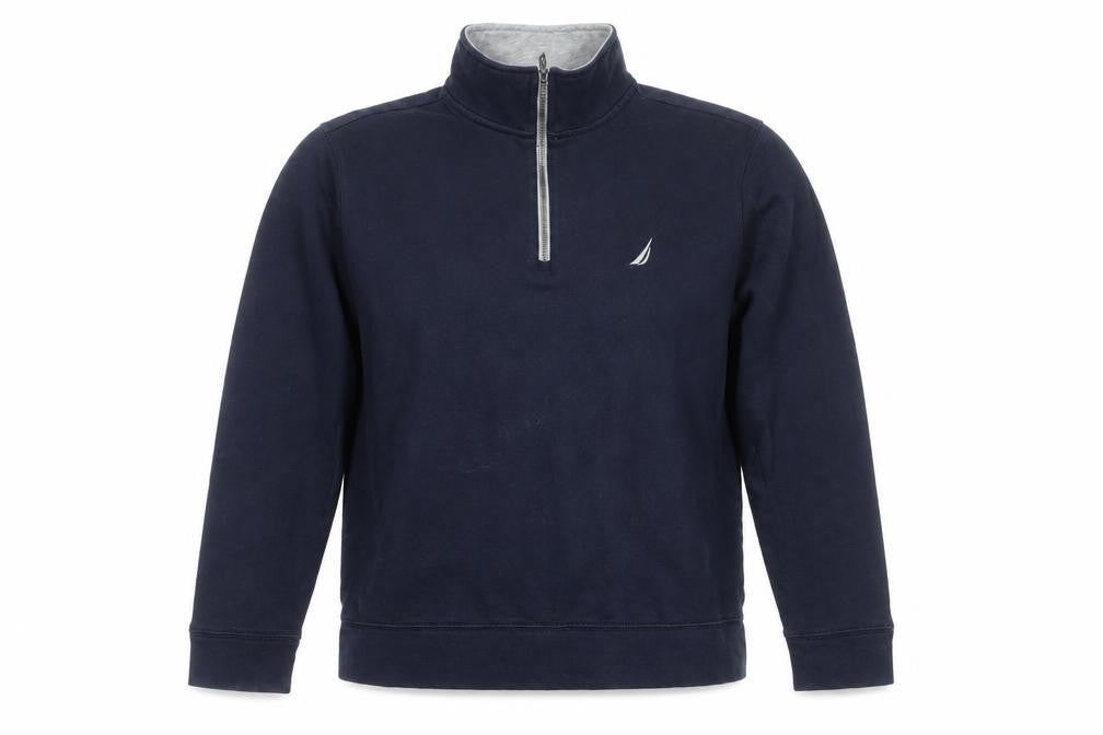 Nautica Womens Blue Small 1/4 Zip Pullover Sweatshirt Cotton Blend