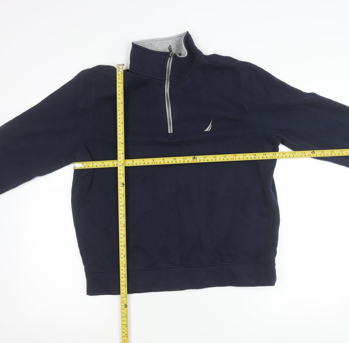 Nautica Unisex Blue Small 1/4 Zip Pullover Sweatshirt Cotton Blend