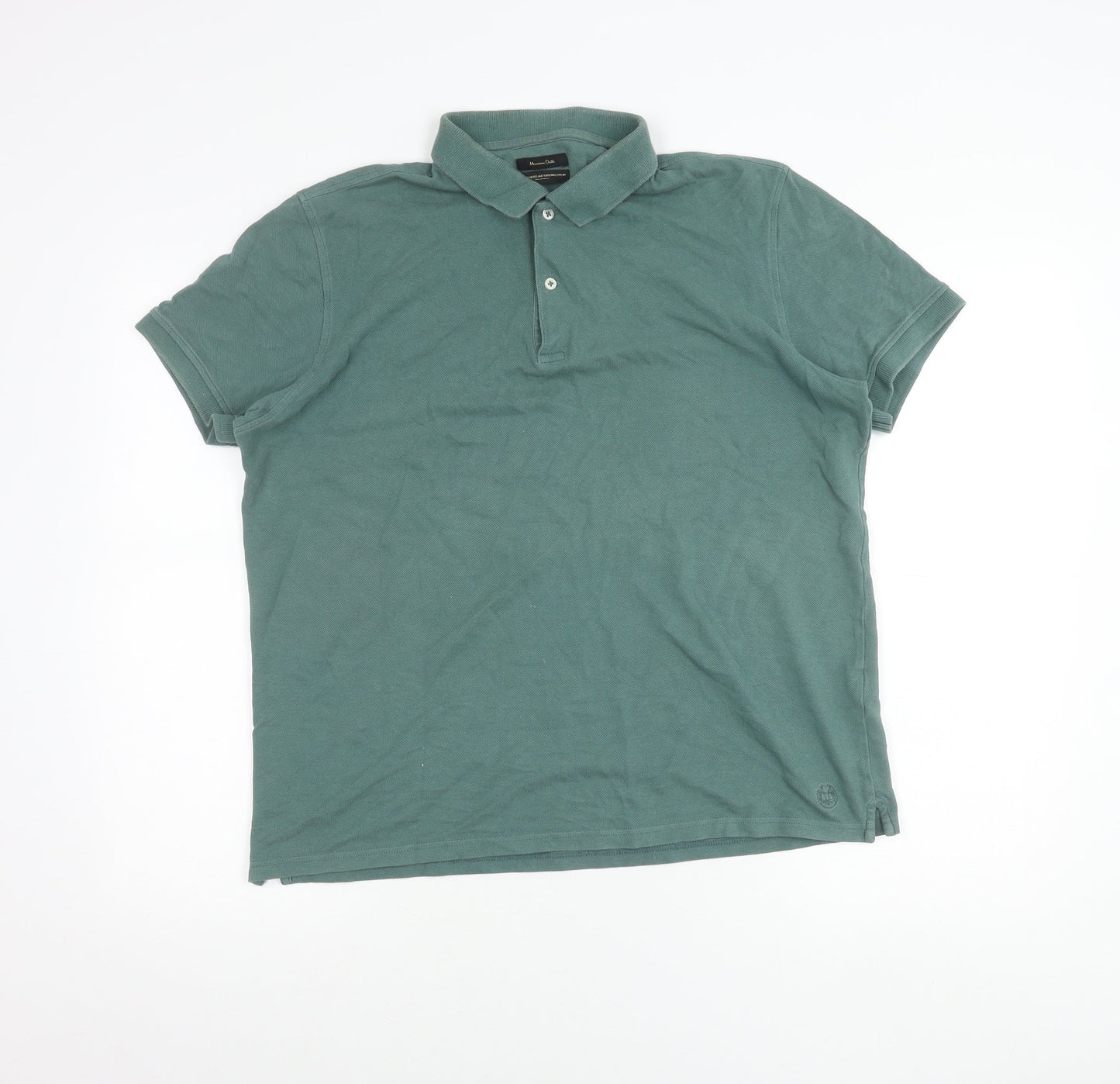 Massimo Dutti Men’s Green XL Short Sleeve Cotton Polo Shirt