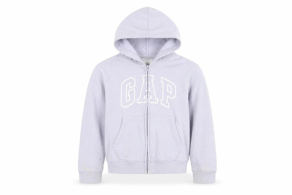 Front view of Gap Kids girls’ purple hoodie jacket age 10-11 years full zip logo