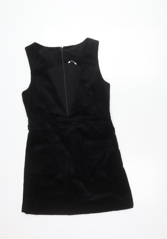 Jack Wills Womens Black Corduroy Pinafore Dress Size 10