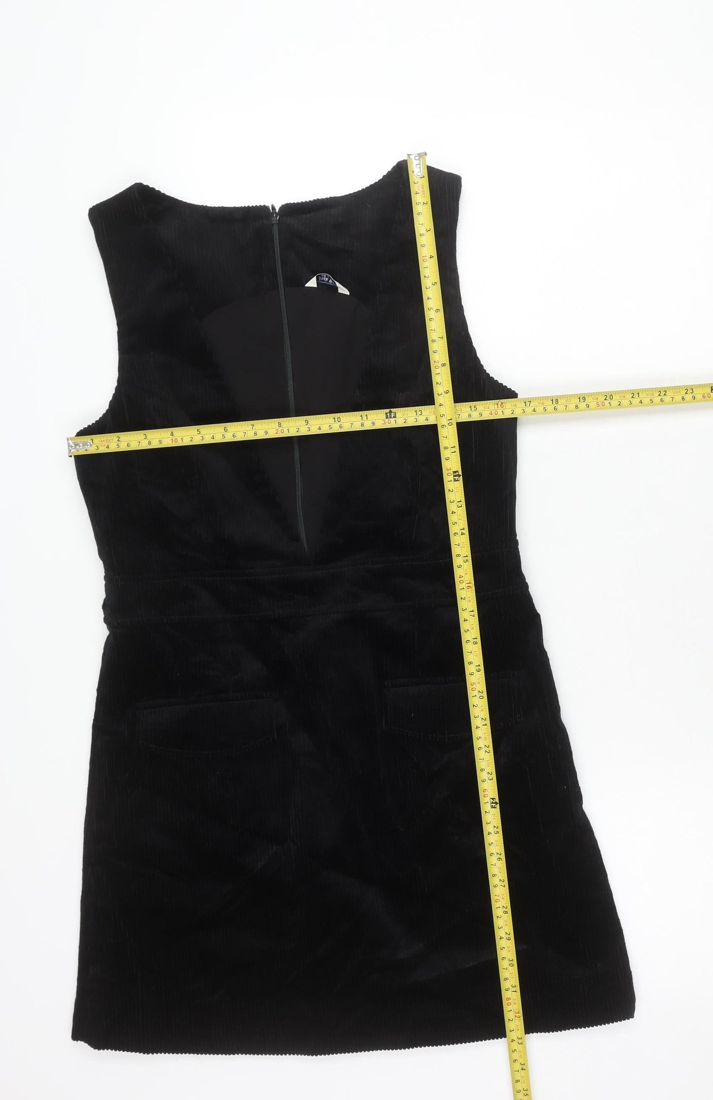 Jack Wills Womens Black Corduroy Pinafore Dress Size 10