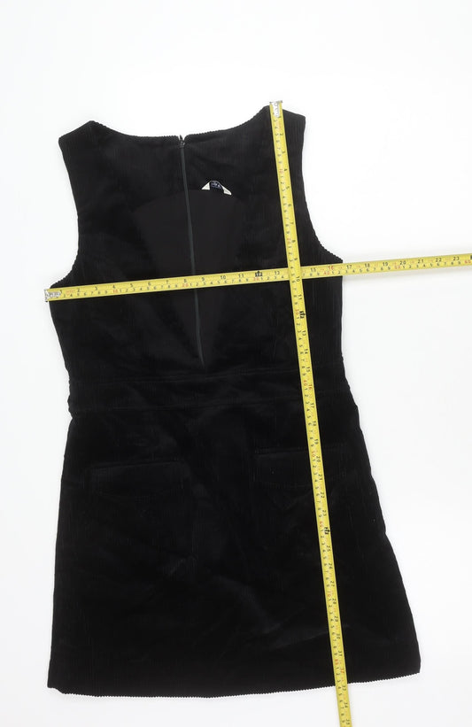 Jack Wills Womens Black Corduroy Pinafore Dress Size 10