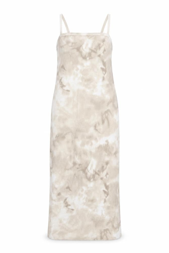 Zara Women Beige Tie Dye Slip Dress Size S Scoop Neck Midi