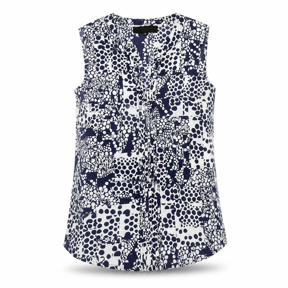 Paul Costelloe Women’s Blue Geometric Sleeveless Blouse UK 10