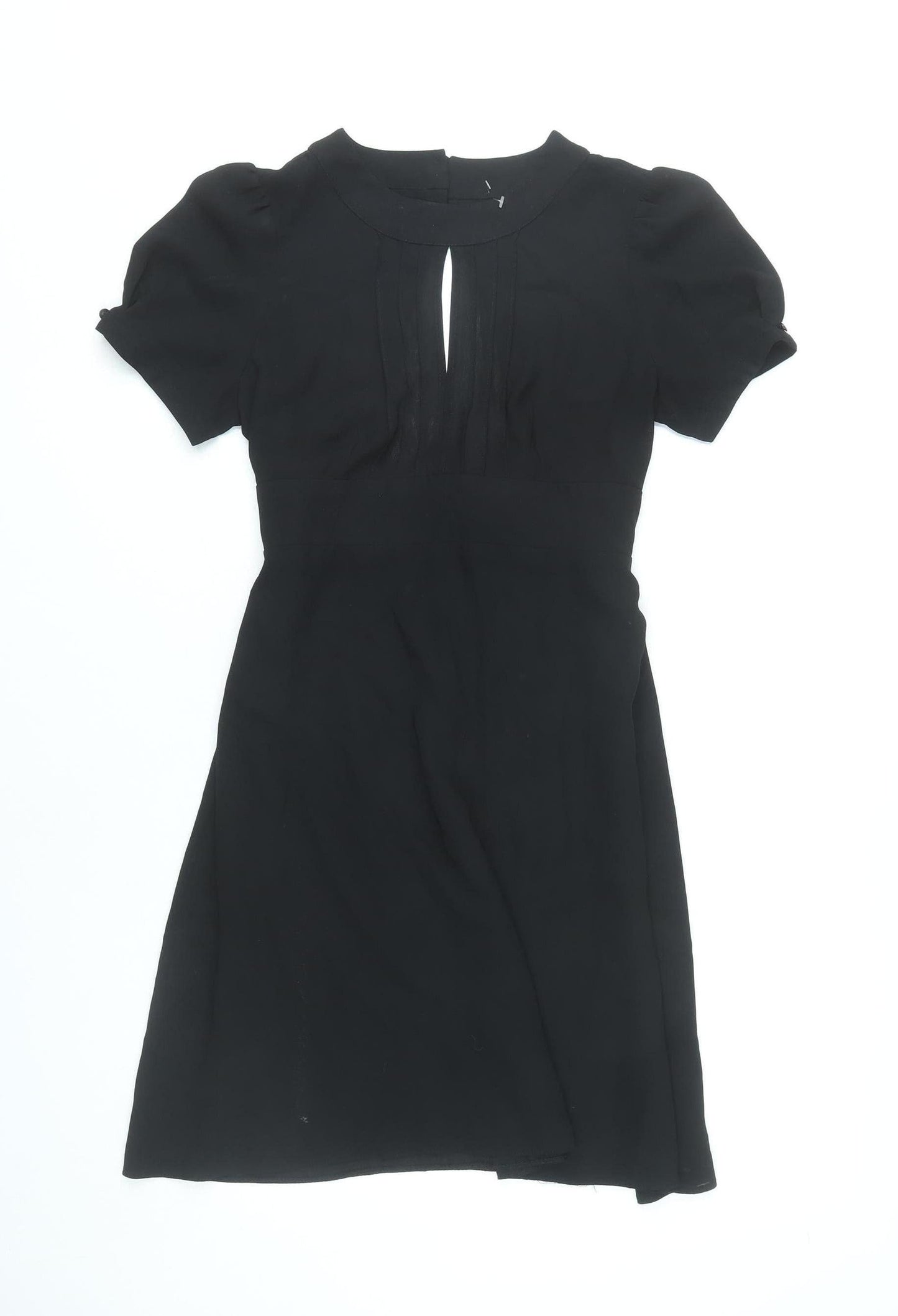 Topshop Women’s Black Size 10 Fit & Flare Short Sleeve Dress