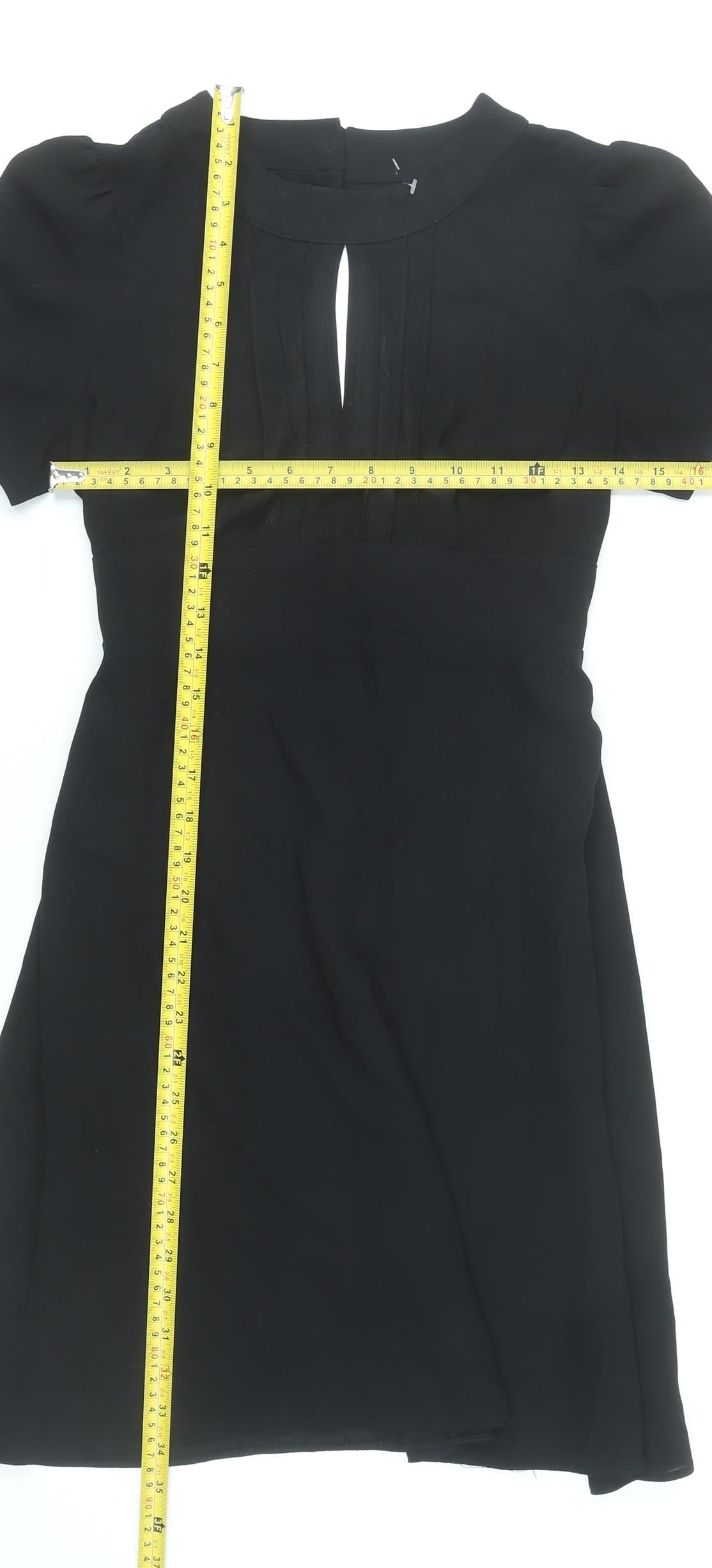 Topshop Women’s Black Size 10 Fit & Flare Short Sleeve Dress