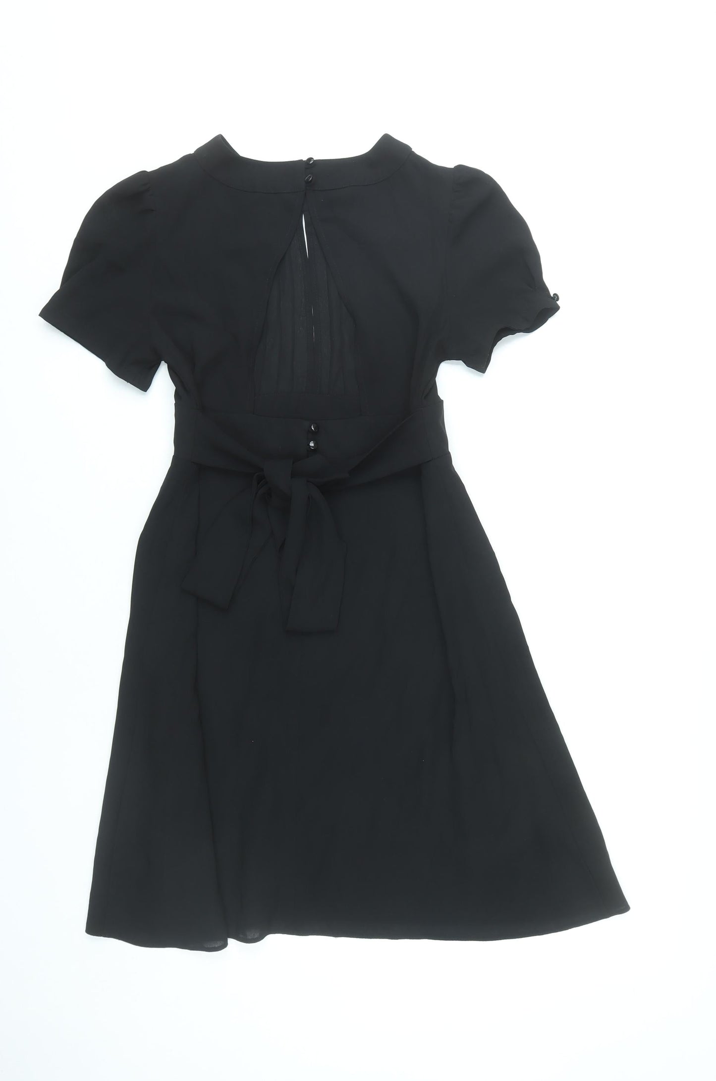 Topshop Women’s Black Size 10 Fit & Flare Short Sleeve Dress