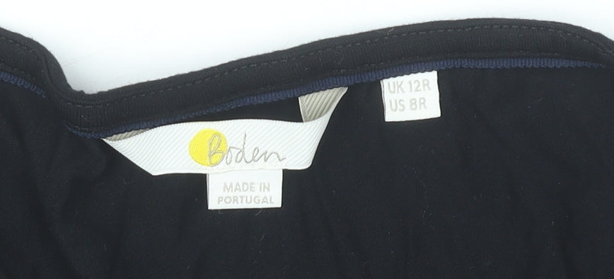 Boden Women’s Black Wrap Dress Size 12 Long Sleeve V-Neck Jersey