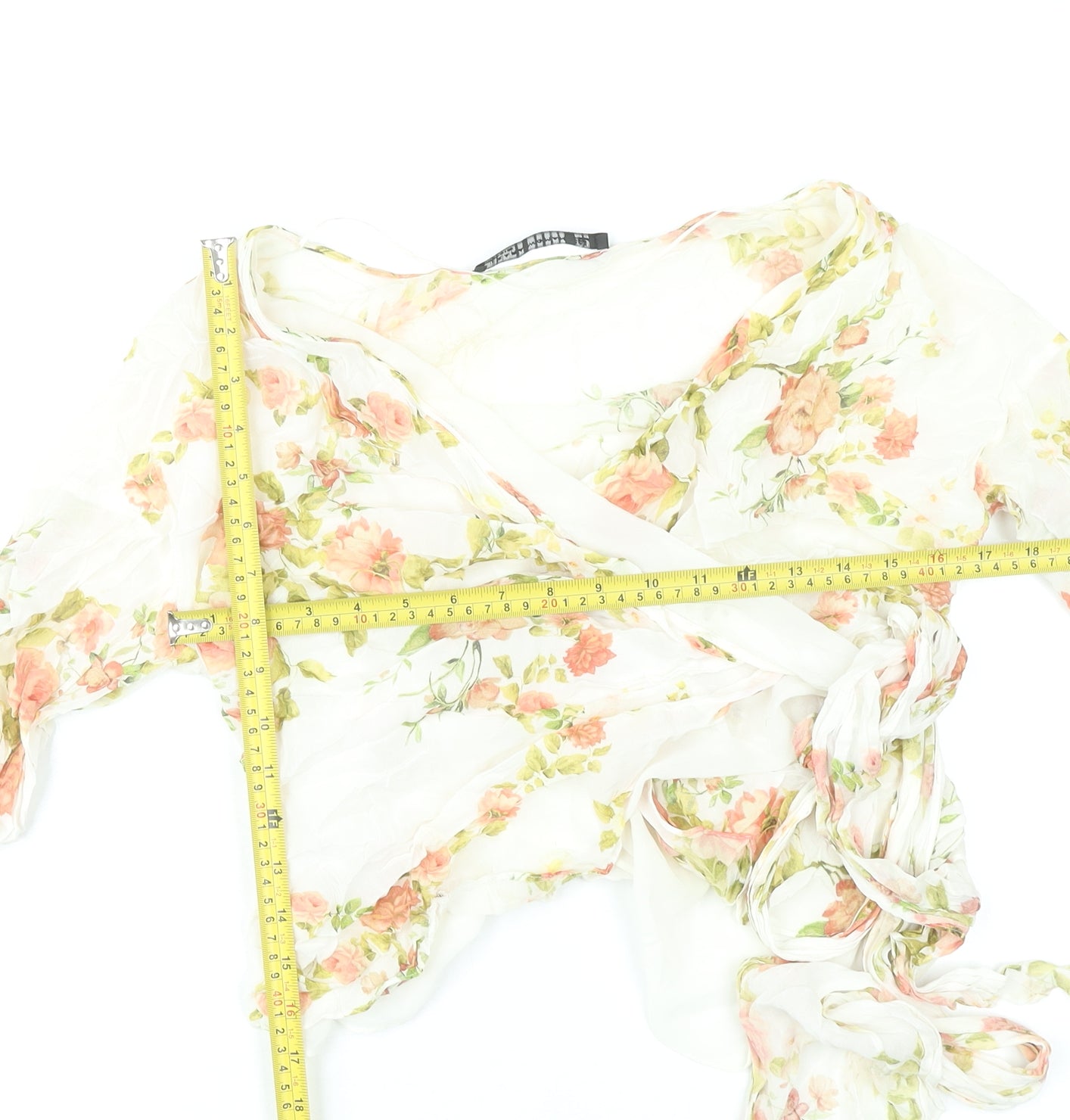 Zara Woman Floral Wrap Blouse Women Multicoloured Size S Long Sleeve